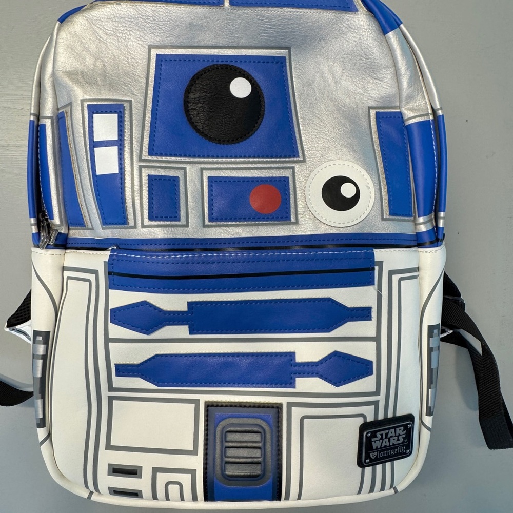 Loungefly Disney Star Wars R2D2 Blue and Silver Backpack w tags.